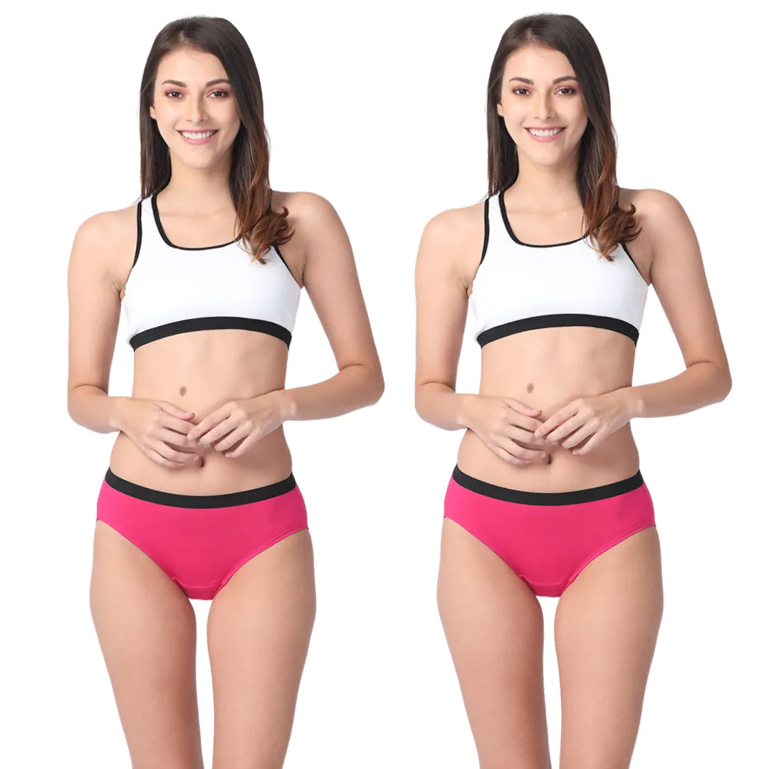 Women's Micro Modal Panties With Stretch | Mid Waist | Full Hip Coverage | Soft Waist Elastic | 3X Softer Than Cotton | Naturally Antibacterial | Prevents Odor | Pack Of 2