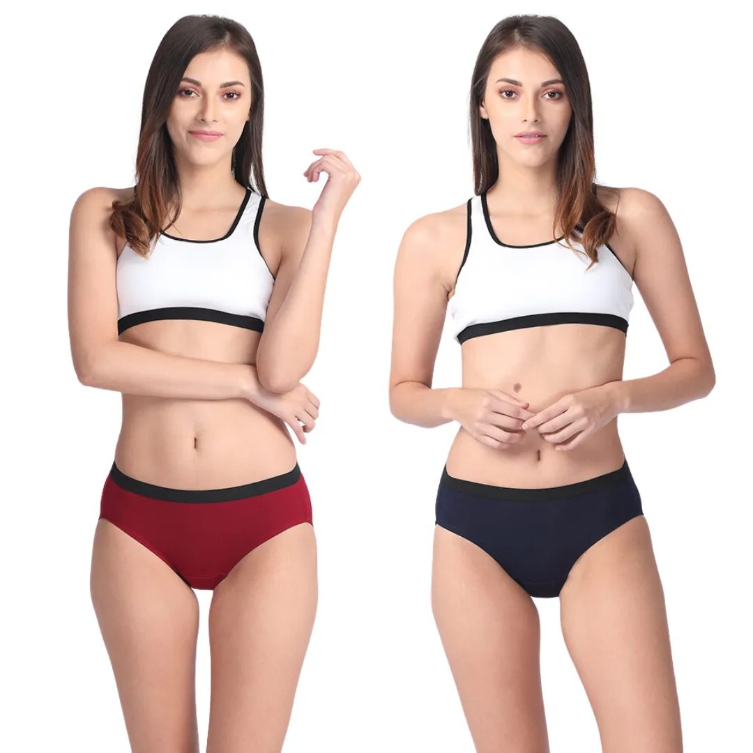 Women's Micro Modal Panties With Stretch | Mid Waist | Full Hip Coverage | Soft Waist Elastic | 3X Softer Than Cotton | Naturally Antibacterial | Prevents Odor | Pack Of 2