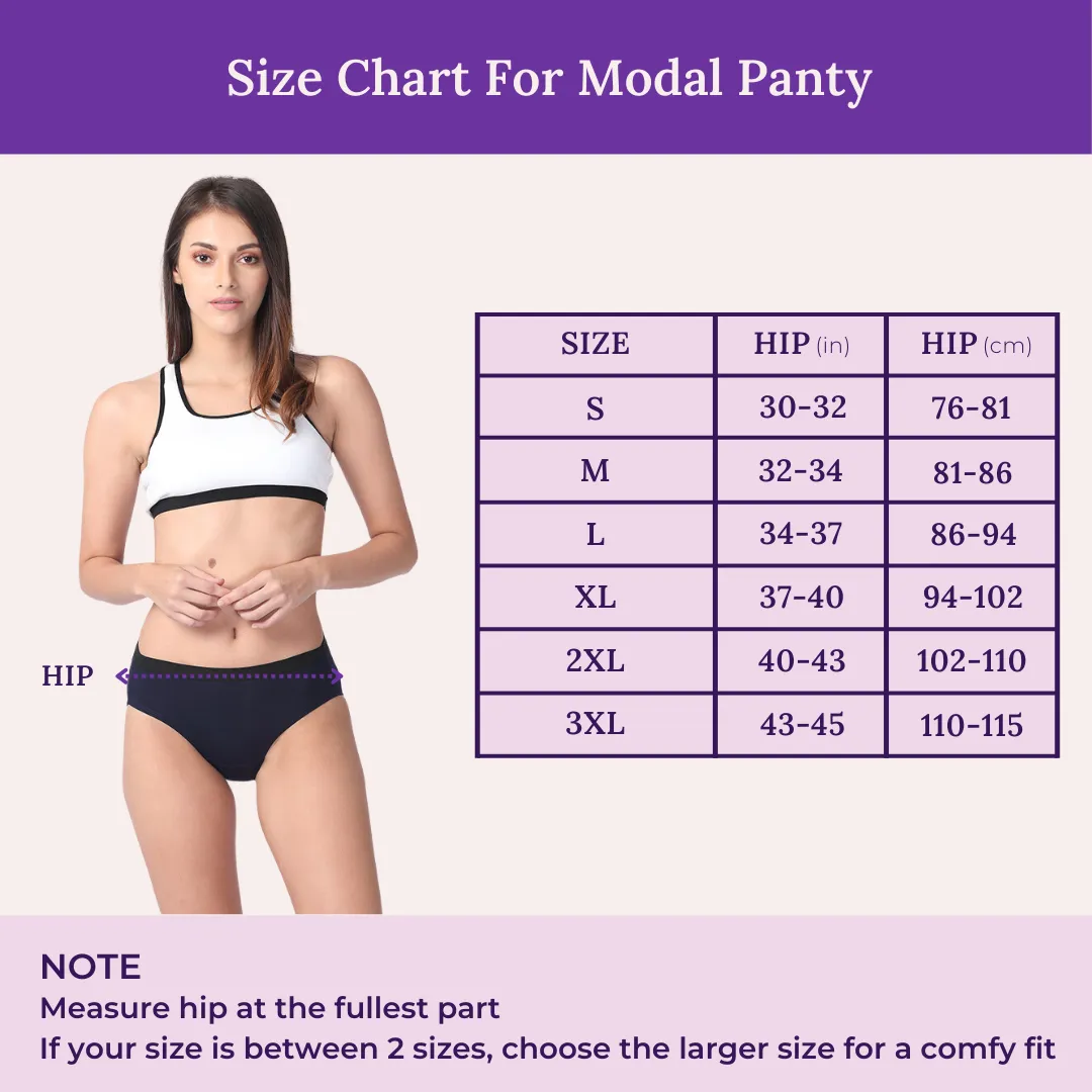 Women's Micro Modal Panties With Stretch | Mid Waist | Full Hip Coverage | Soft Waist Elastic | 3X Softer Than Cotton | Naturally Antibacterial | Prevents Odor | Pack Of 2