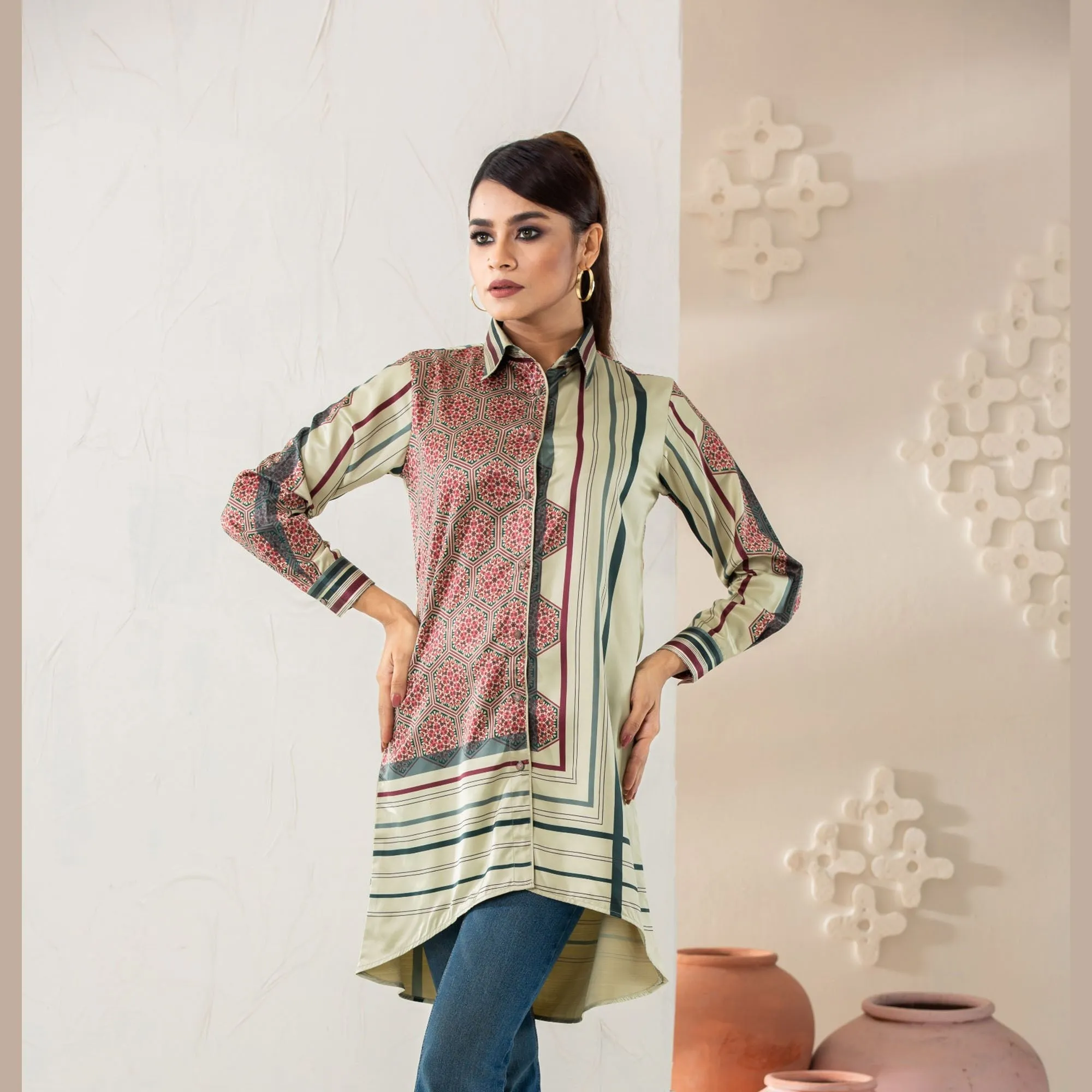 Womens Misty Moss Ethnic Shirt