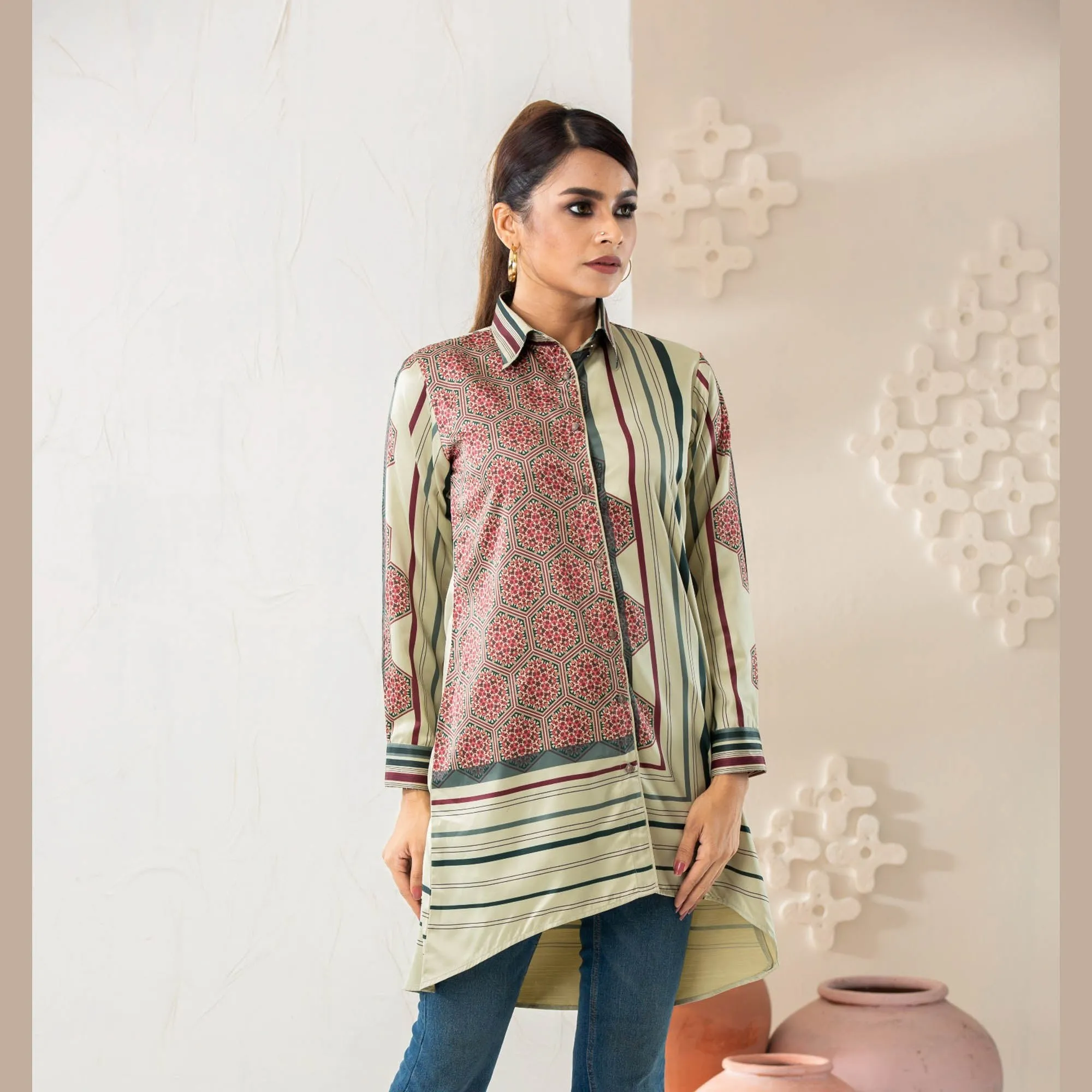 Womens Misty Moss Ethnic Shirt