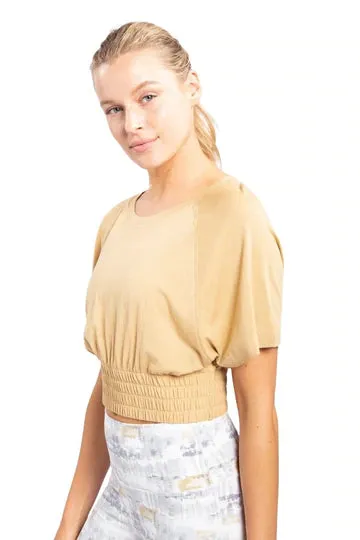 Women's Mono B | Relaxed Gathered Crop Top | Golden Mustard