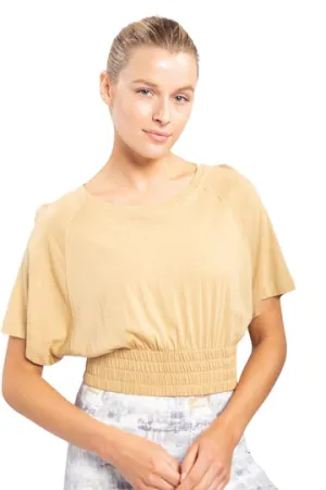 Women's Mono B | Relaxed Gathered Crop Top | Golden Mustard