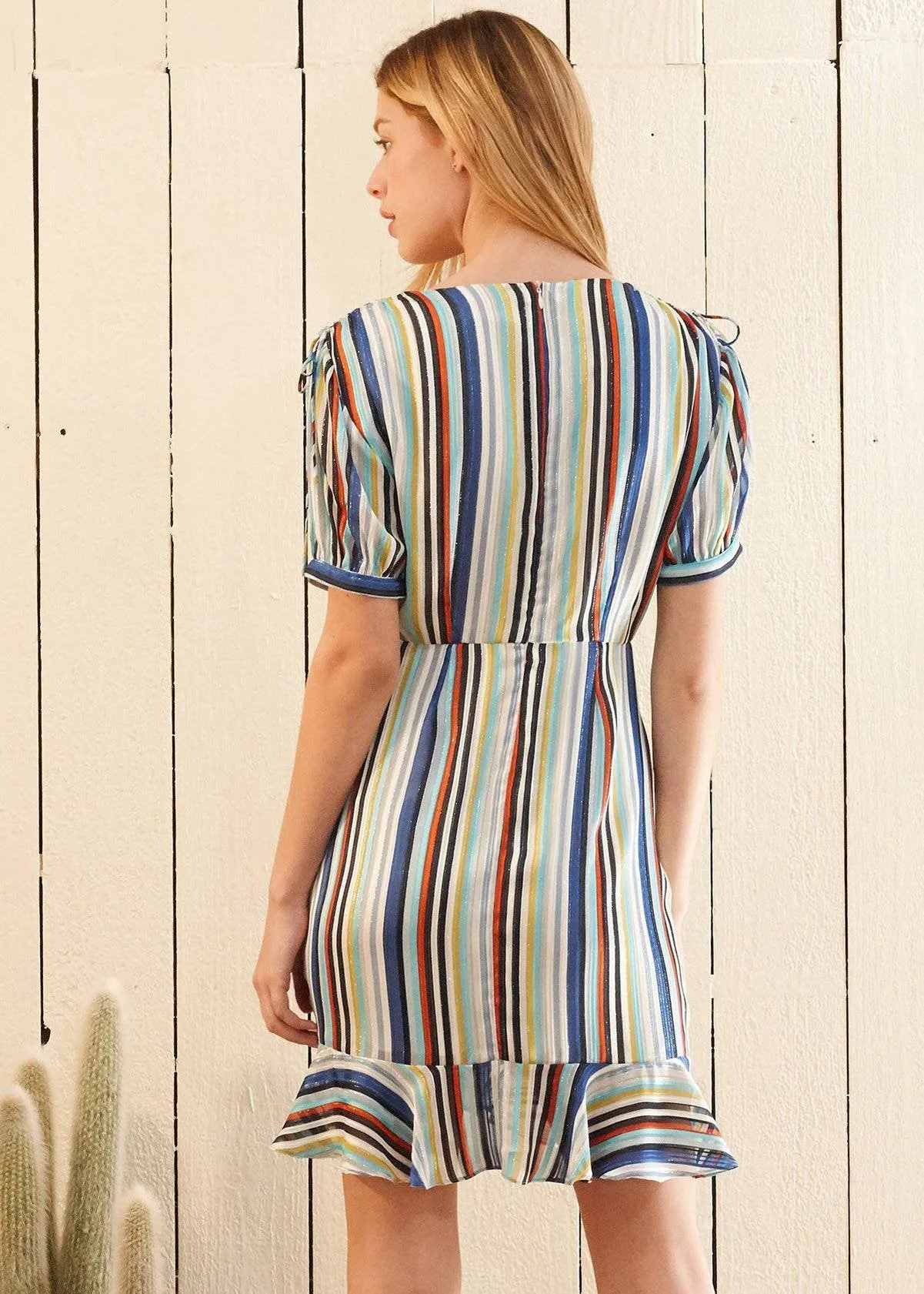 Women's Multi-color Ruched Dress in Beach