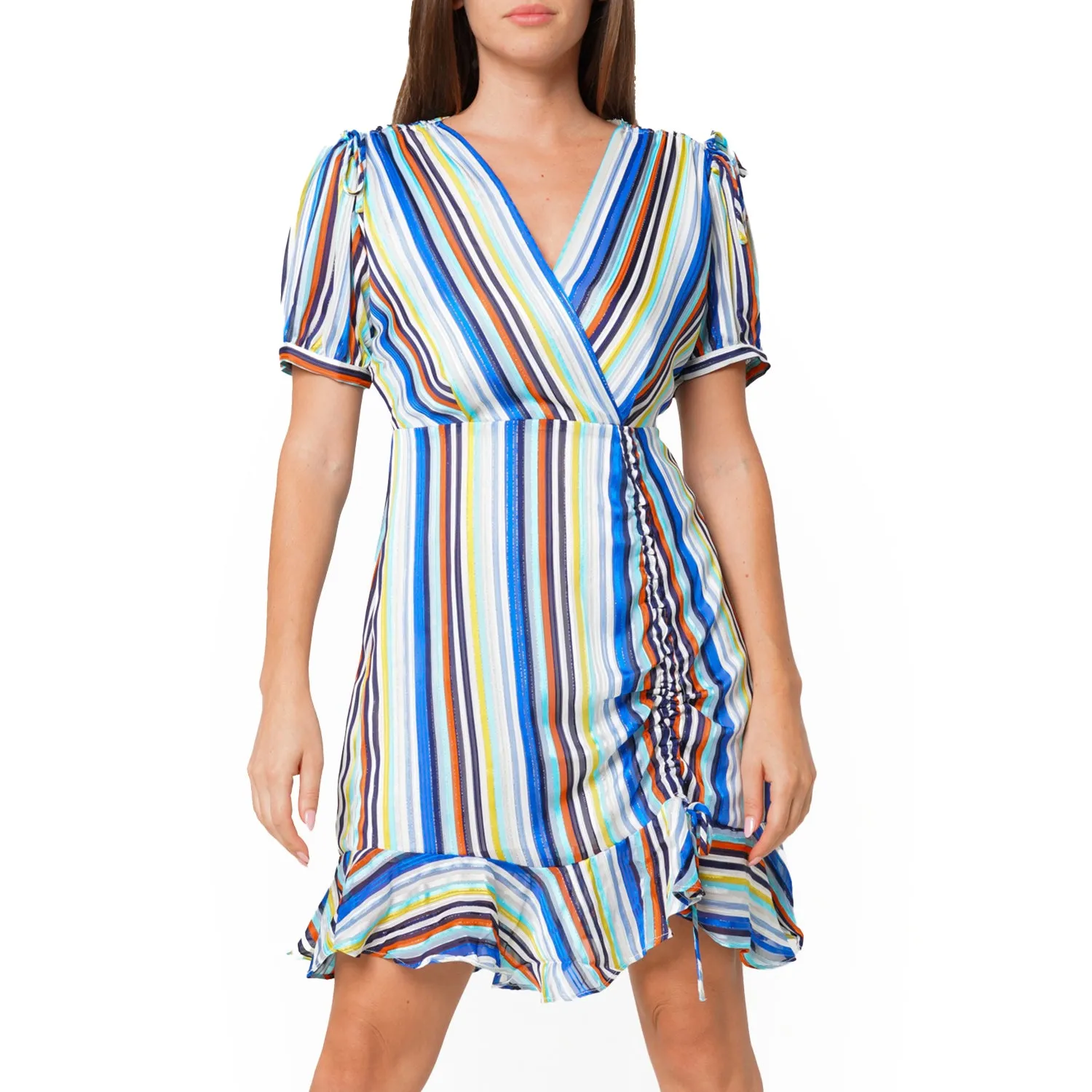 Women's Multi-color Ruched Dress in Beach