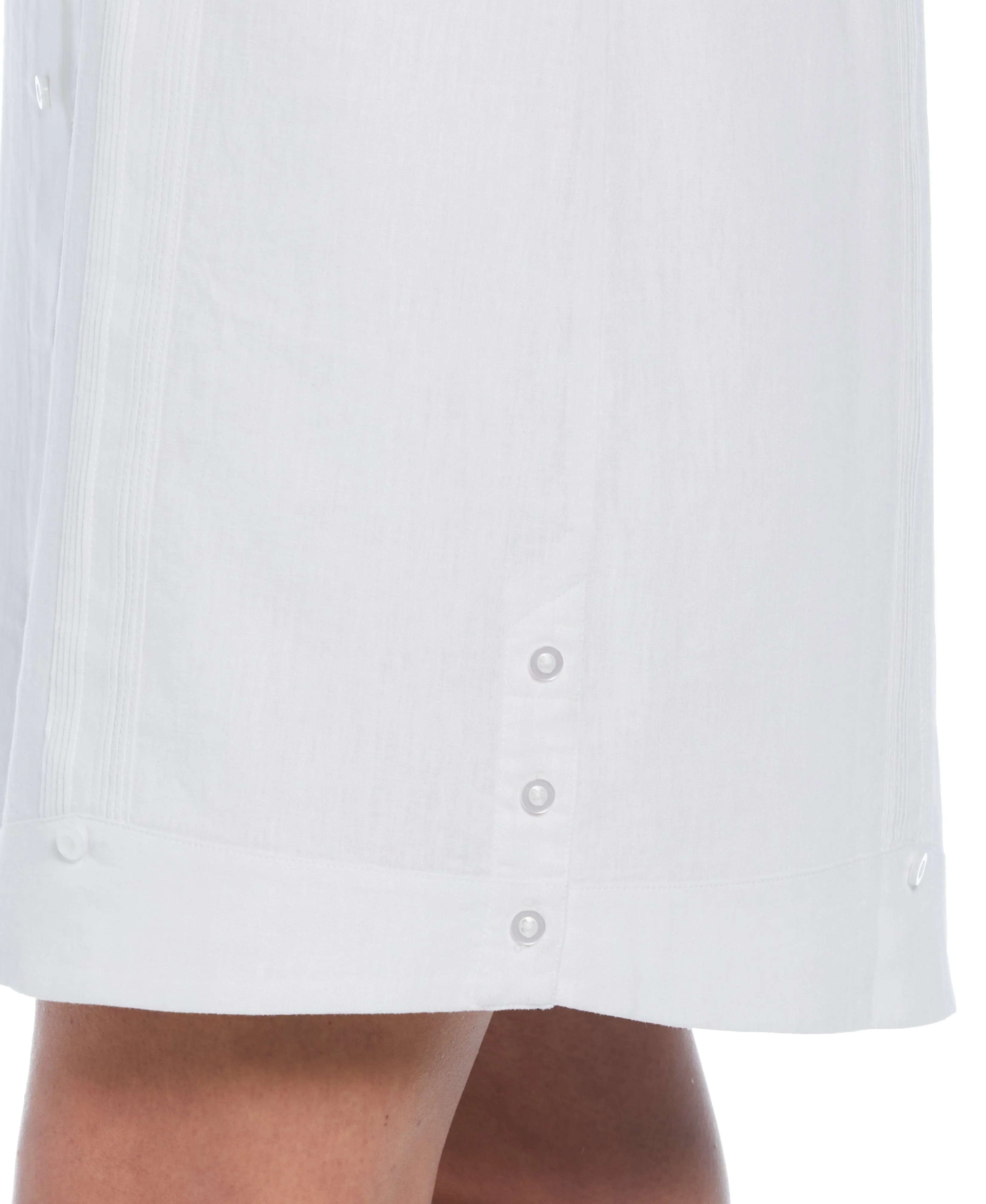 Women's Solid Two-Pocket Linen Blend Guayabera Dress