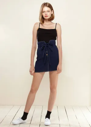 Women's Stitch Hem Double Strap High Waist Skirt