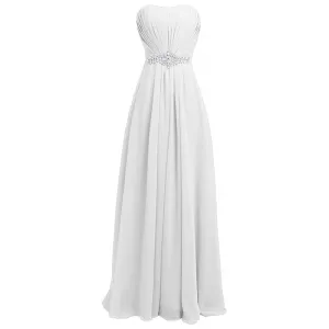 Women's Strapless Chiffon Back Bridesmaid Evening Maxi Dresses