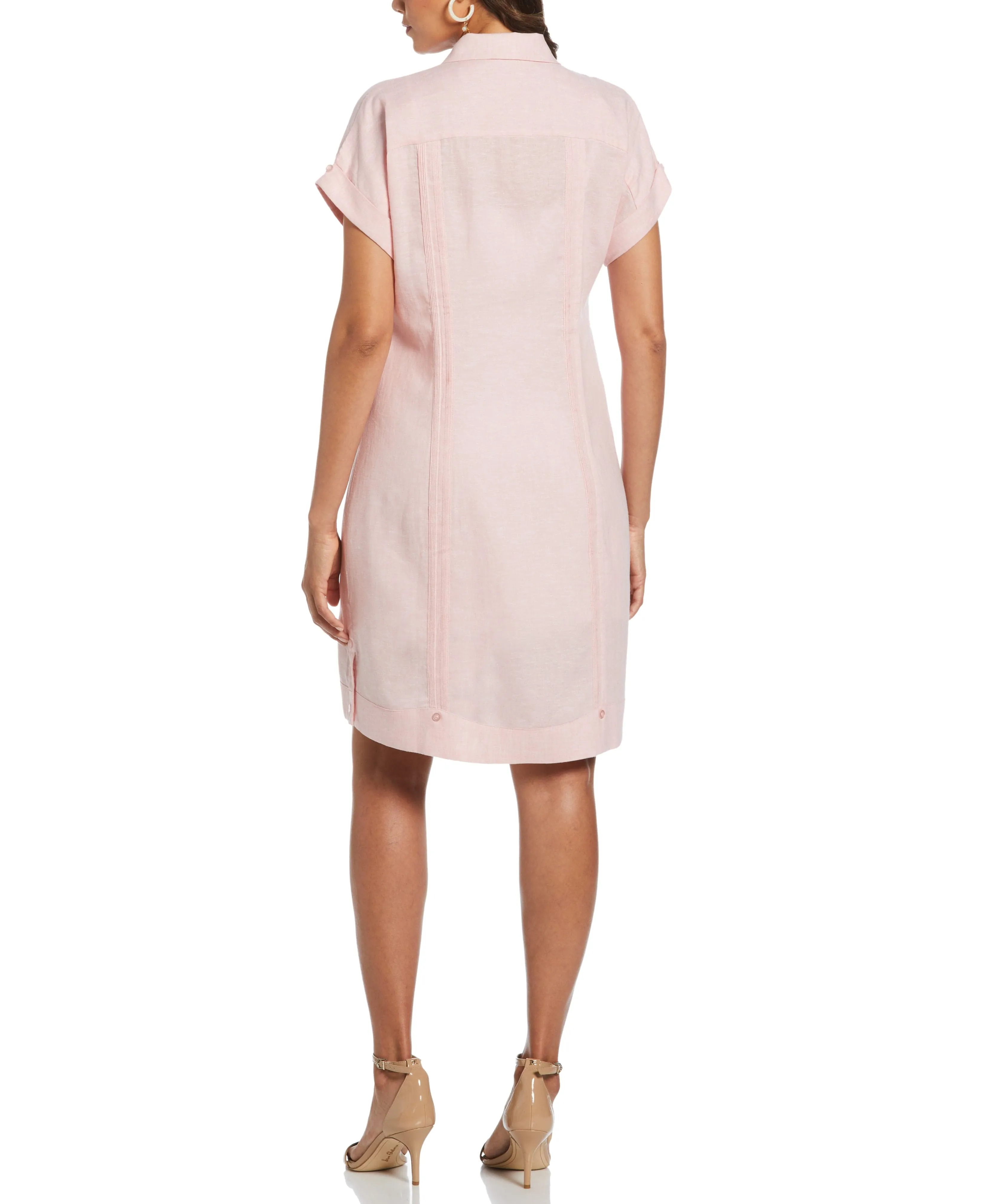 Women's Two-Tone Two-Pocket Linen Blend Guayabera Dress