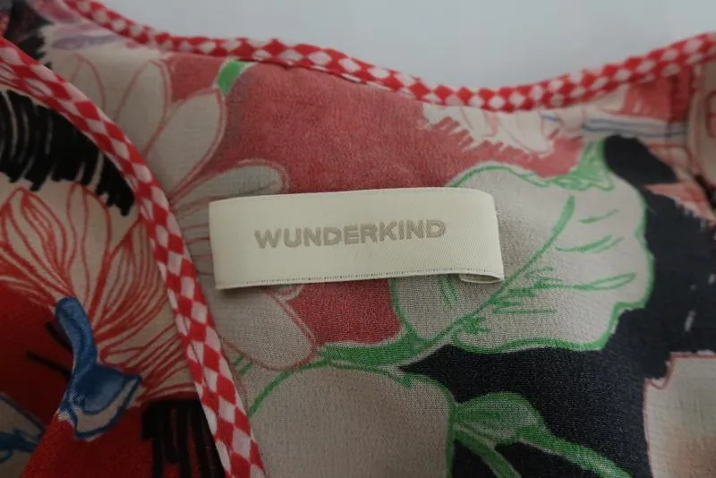 Wunderkind Dress Pleated Floral Print Chiffon Size 40 Sleeveless Tie-Waist