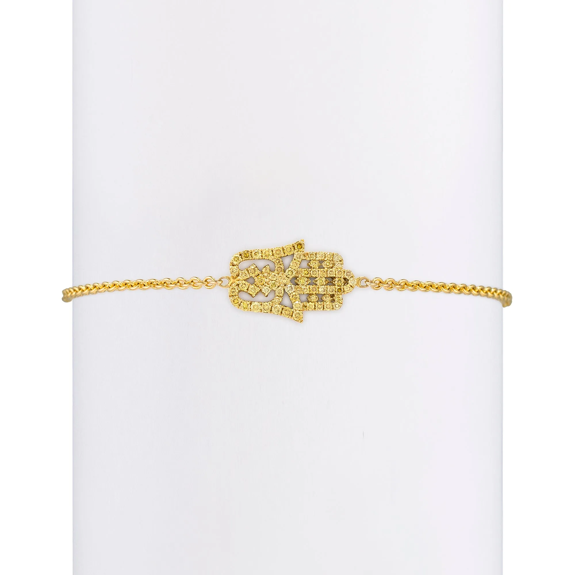 Yellow Diamond Small Oriental Hamsa Bracelet