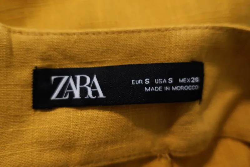 Zara Wrap-Effect Skirt Marigold Linen-Blend Size Small