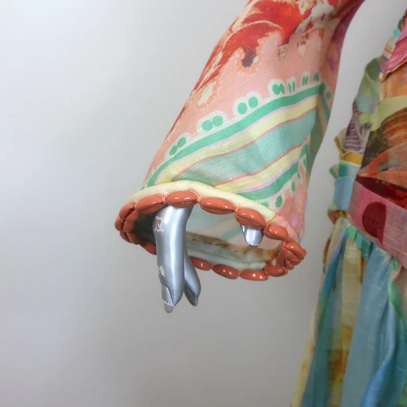 Zimmermann Tama Asymmetric One-Shoulder Dress Multicolor Poster Print Size 2 NEW